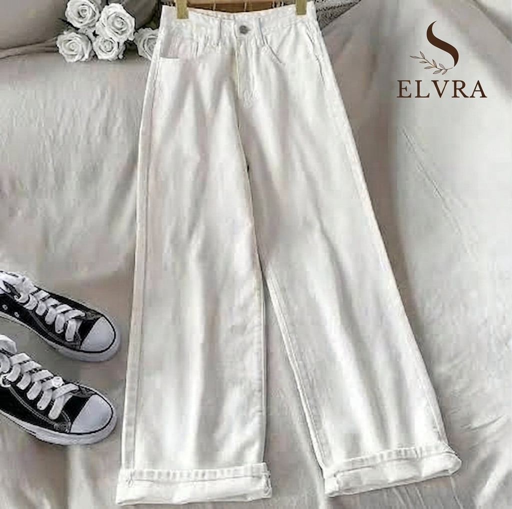 plus Size Women's Straight Leg Jeans High Waist Loose Fit Spring New Sle Slimming Wide Leg Student Long Trousers Trendy