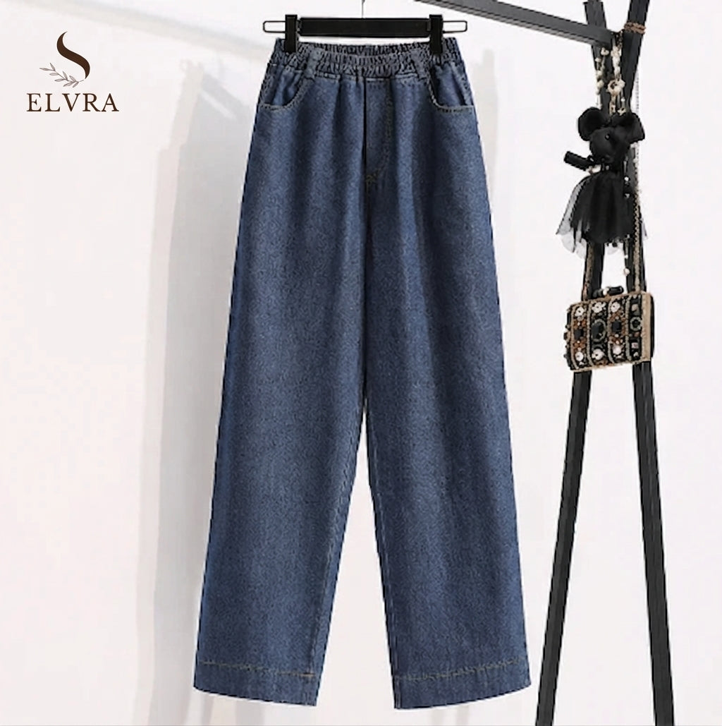 2026 Plus Size Jeans Spring Autumn High Waisted Straight Leg Women's Oversized Pants Loose Casual Wide Leg Jeans With Pockets