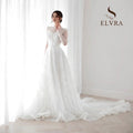 Saudi Arab Wedding Dress Customized Long Sleeve Illusion Sequined Lace Court Train Bridal Gown Robe De Mariage Bride Dresses