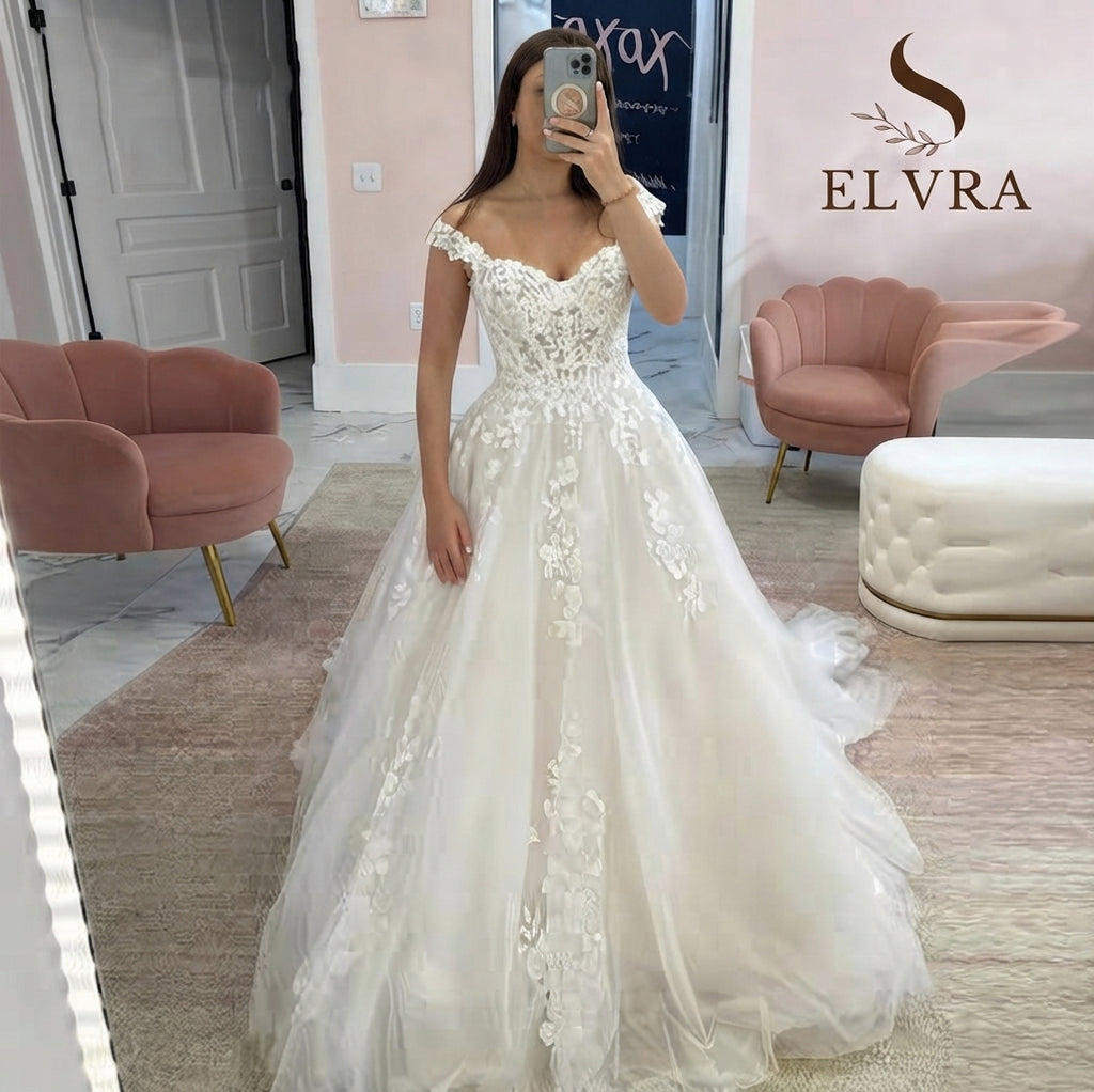 Customized ZJ9361 Exquisite Off Shoulder Wedding Dresses Sweetheart Applique Bride Gowns A-Line Custom Made