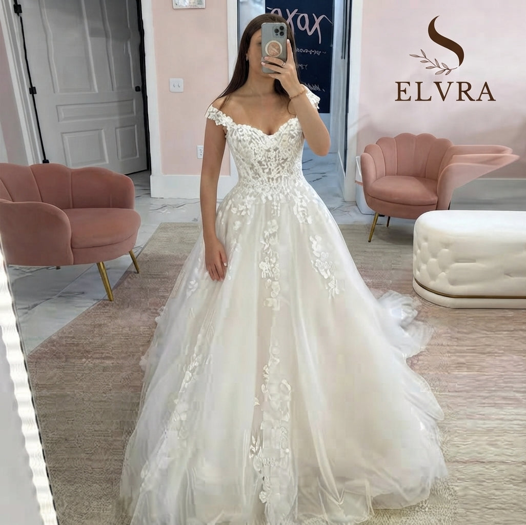Customized ZJ9361 Exquisite Off Shoulder Wedding Dresses Sweetheart Applique Bride Gowns A-Line Custom Made
