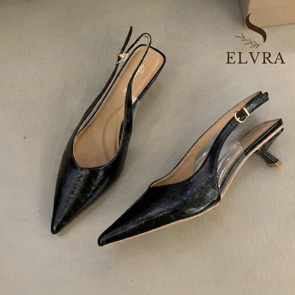 Women Sandals Pointed Toe Elegant Low-heel Shoes Summer Fashion Slingback Woman Mules Shoes Pumps Dress Shoes