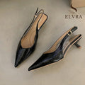Women Sandals Pointed Toe Elegant Low-heel Shoes Summer Fashion Slingback Woman Mules Shoes Pumps Dress Shoes