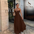 2026 New Women's Fashionable and Elegant Summer Camisole Beach Vacation Long Dress Elegant Backless Pleated Long Dress