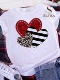 Plus Size Brave Soul L American Retro Letters Love White T-shirt Women Short Sleeve Round Neck Casual Top Summer Aesthetics Tops