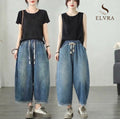 Casual High Waist Wide Leg Jeans Women's Loose Fit Slimming Summer Thin Sle Lantern Pants  Lyocell Fabric Water Wa