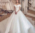 Shiny Princess Sweetheart Wedding Dresses Off Shoulder Ivory Sequins Bridal Gowns Elegant Lace Up Back Robe De Mariee
