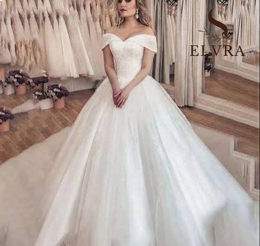 Shiny Princess Sweetheart Wedding Dresses Off Shoulder Ivory Sequins Bridal Gowns Elegant Lace Up Back Robe De Mariee