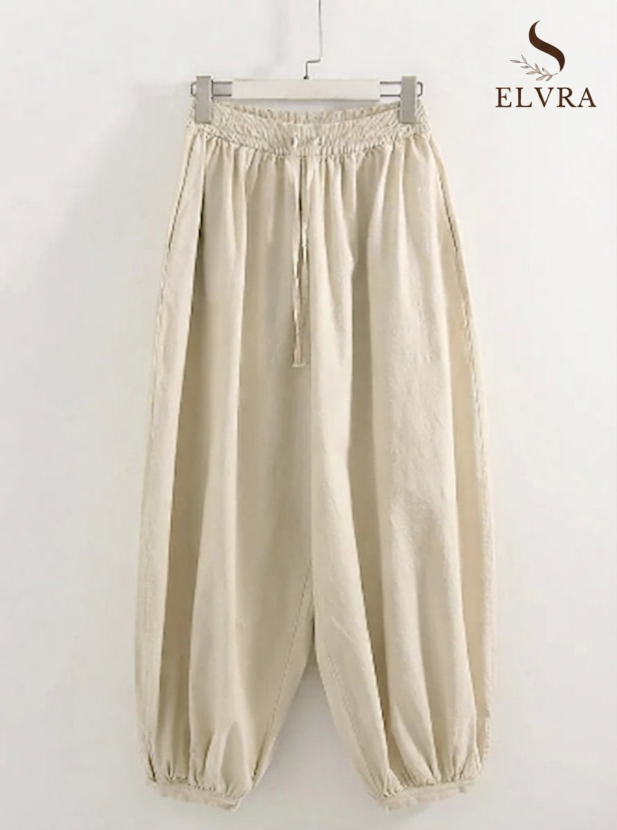 Summer Cotton Oversized Pants For Women Blue Baggy Aladdin Trousers Elastic Bloomers Navy Blue Cropped Lantern Harem Pants Woman