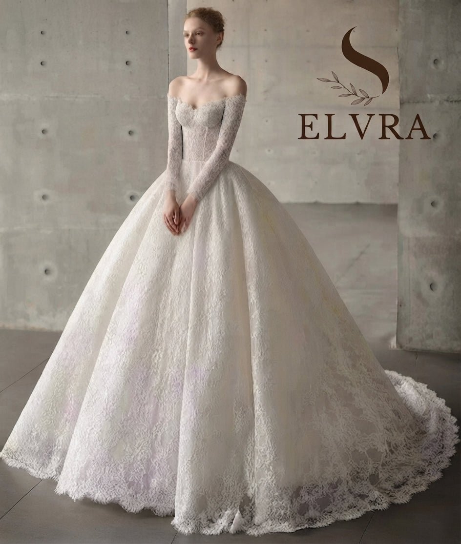 Newest Wedding Dress For Bride Ball Gown Lace Sweetheart Neckline Long Sleeves Custom Made Plus Sizes Vestidos De Novias