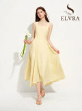 2026 Summer Women's Square Neck A-Line Midi Dress, Sleeveless Waist-Cinching Flowy Maxi for Minimalist Quiet Luxury Style