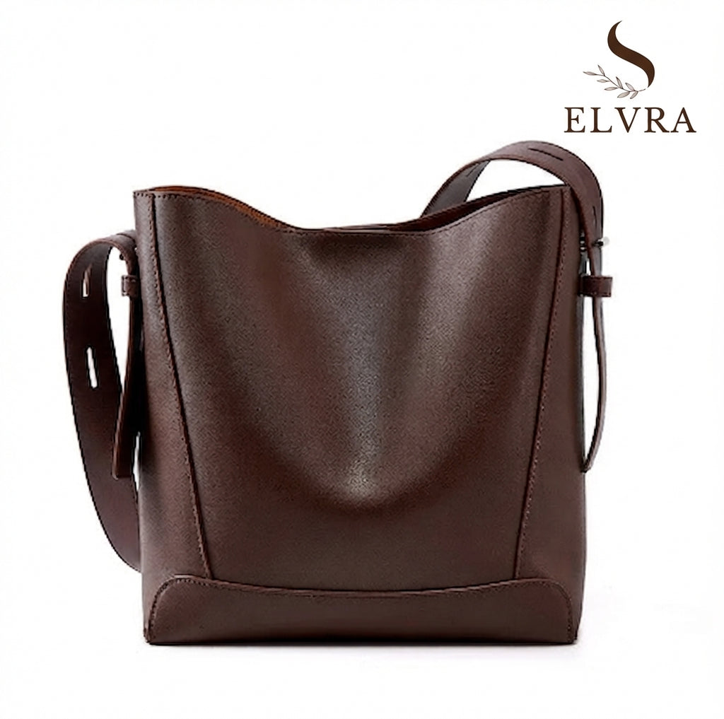 New Split Leather Casual Shopper Shoulder Bag Commuter Large Bucket Handbag Simple High Quality Women Tote Underarm Bag