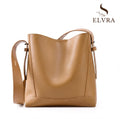 New 2026 TrendyTwo Layer Cow Leather Shopper Shoulder Bag Commuter Large Bucket Handbag Simple High Quality Women Tote Bag
