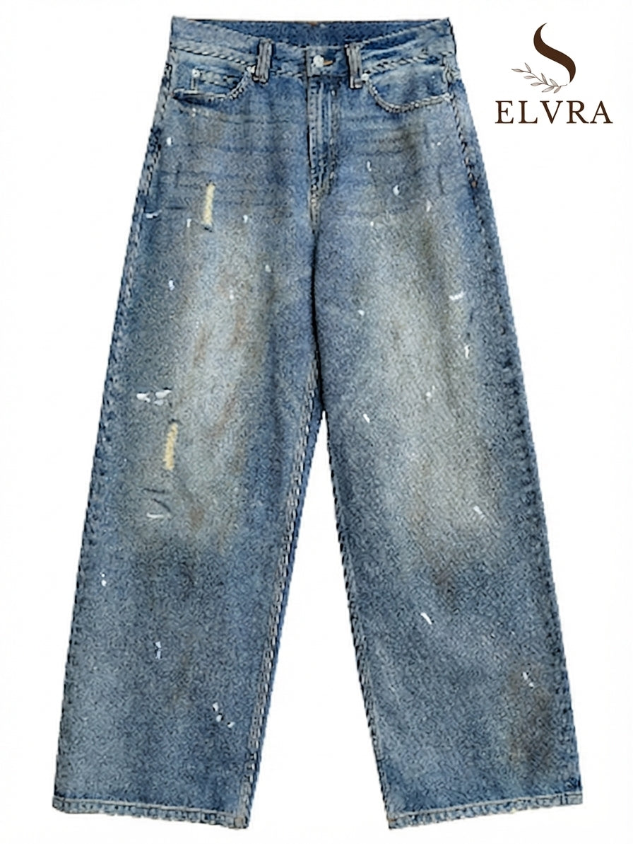 Women Jeans Loose Casual New Retro High Waisted Straight Leg Wide Leg Denim Pants Female Trousers Summer 2025