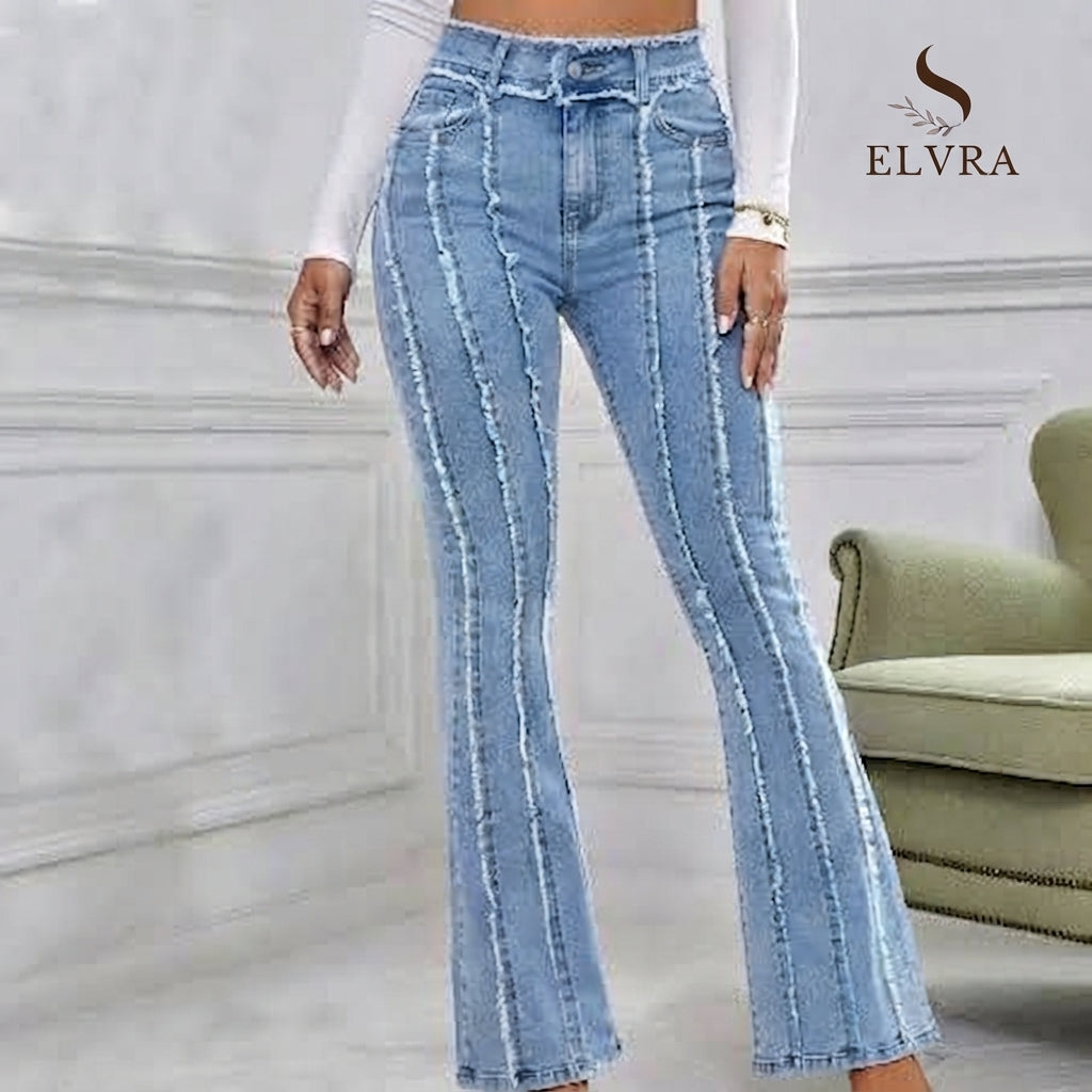 Flare Jeans Women Skinny High Waist Aesthetic Y2k Denim Trousers Vintage Washed Retro Mopping Korean Fashion Street Flash