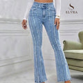 Flare Jeans Women Skinny High Waist Aesthetic Y2k Denim Trousers Vintage Washed Retro Mopping Korean Fashion Street Flash