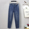 XL-6XL Spring Autumn Large Size Jeans Woman High Waist Baggy Jeans for Women Elastic Cotton Denim Harem Pants Mom Jeans