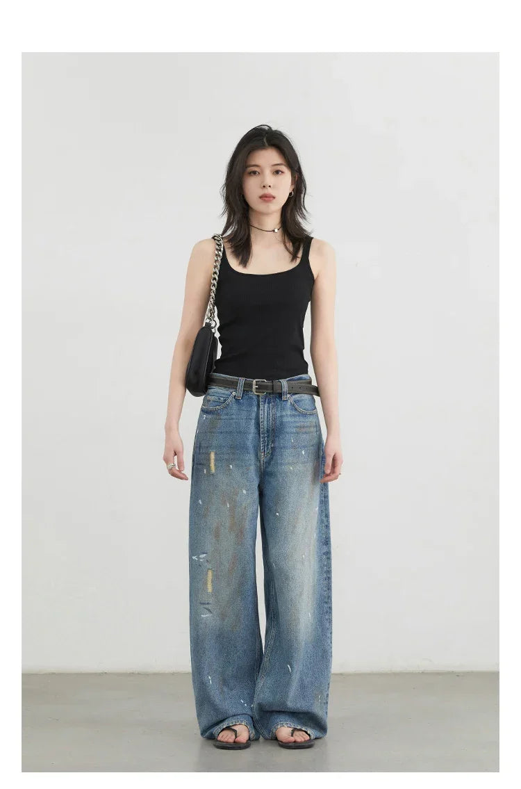 Women Jeans Loose Casual New Retro High Waisted Straight Leg Wide Leg Denim Pants Female Trousers Summer 2025