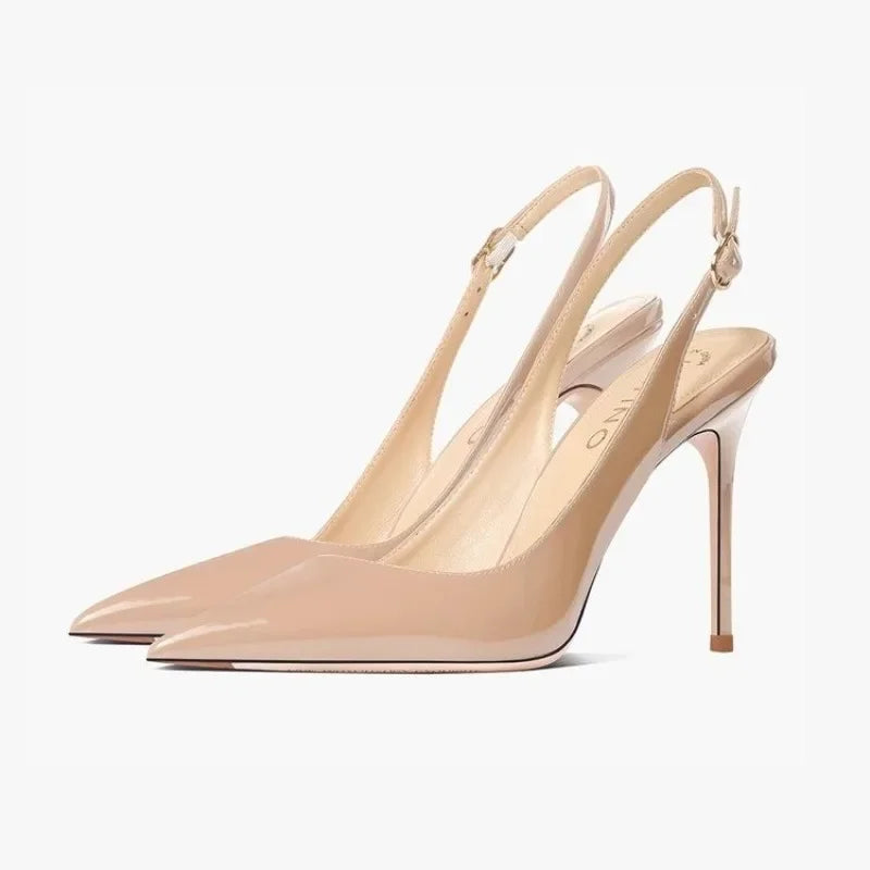 Sexy ultra-high heels pointed sandals elegant summer patent leather suspender high heels trendy dress banquet women's shoes
