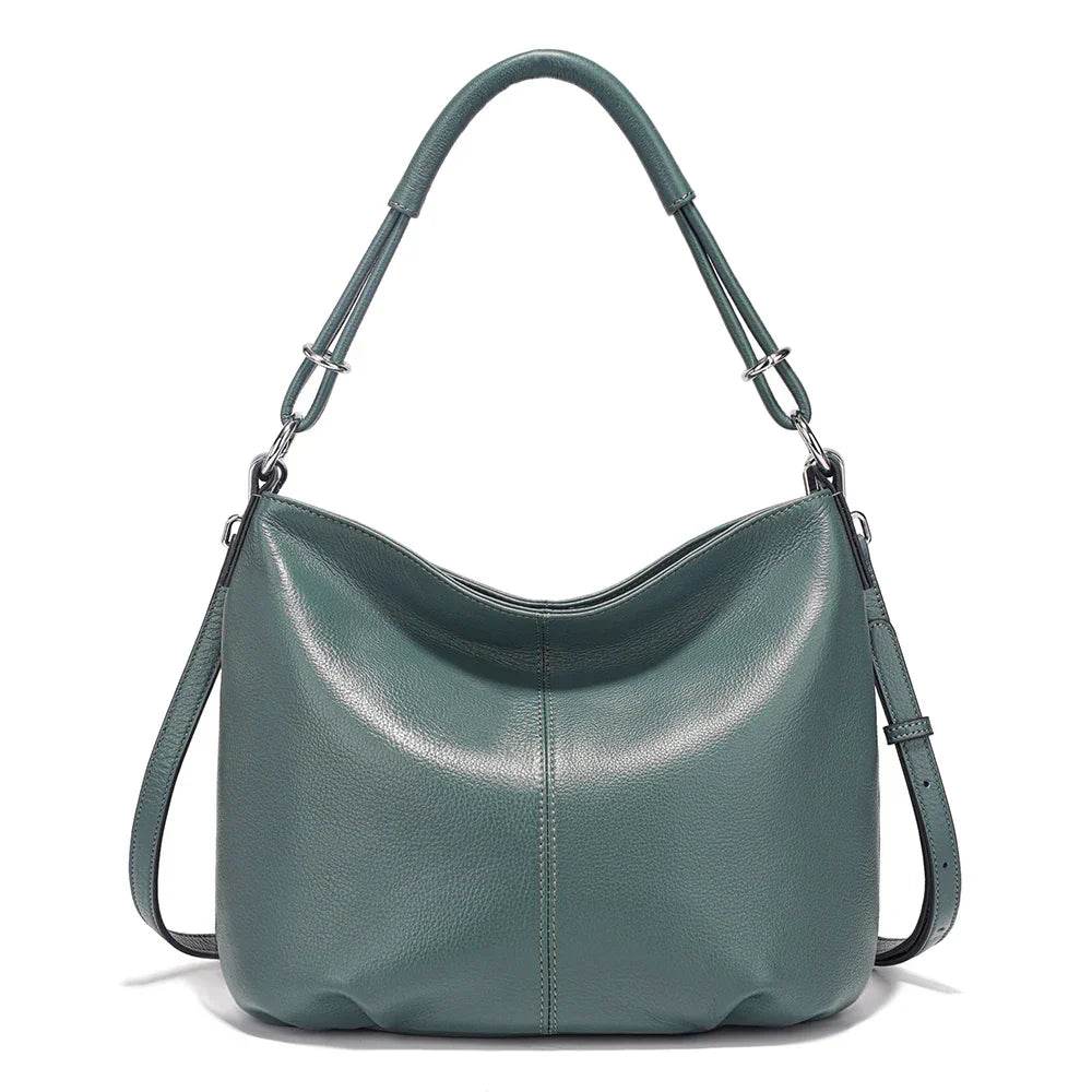 Women's Soft Cowhide Leather Shoulder Bag Fashion Leather Handbag Crossbody Bag Satchels For Commute Charming Hobos