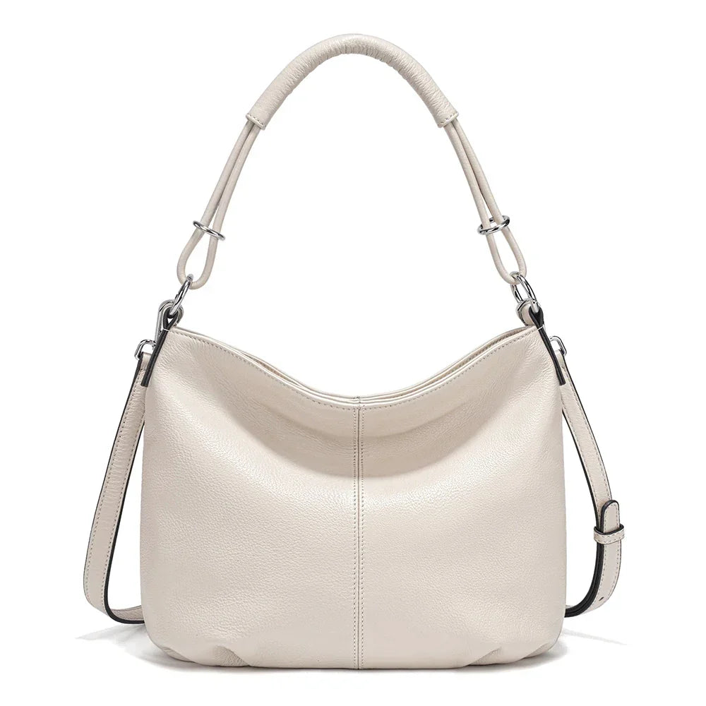 Beige New Women's Soft Cowhide Leather Shoulder Bag Crossbody Satchels Leather Hobo Bag Black Cowhide Natural Bag Brown
