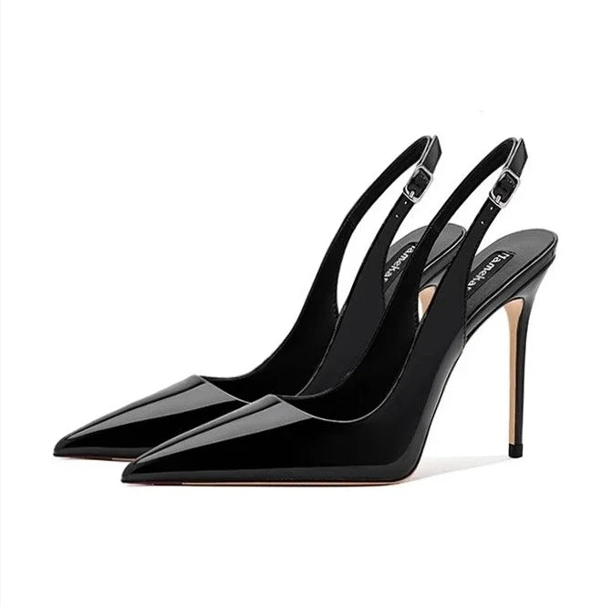 Sexy ultra-high heels pointed sandals elegant summer patent leather suspender high heels trendy dress banquet women's shoes