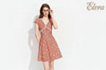 Women's 2026 Summer New Arrival French Pastoral Style V-Neck Lace Spliced Embroidered Dress Openwork Floral Plaid Pattern