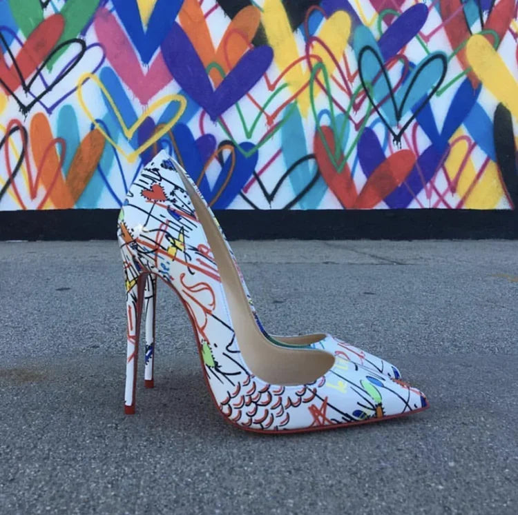 Multi color customized 12cm super high heels, nude white patent leather, sexy red sole, pointed thin single order shoes
