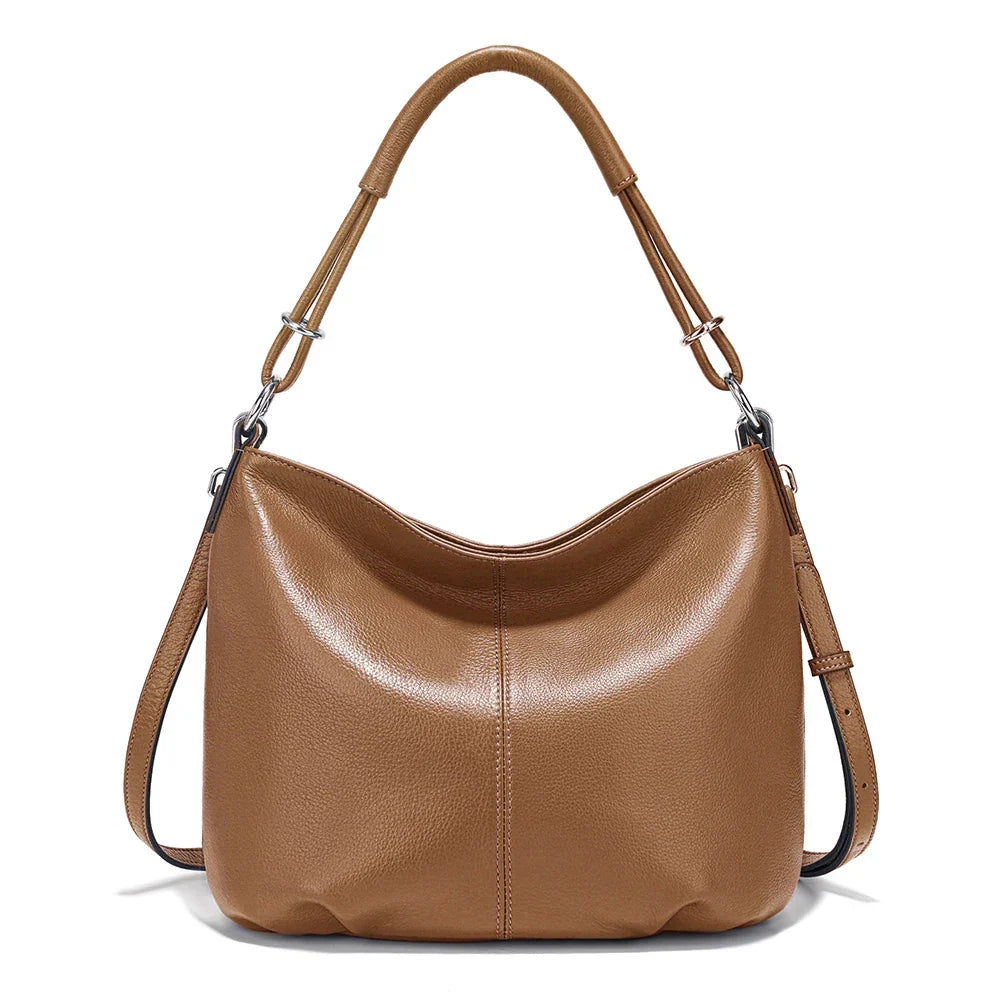 Beige New Women's Soft Cowhide Leather Shoulder Bag Crossbody Satchels Leather Hobo Bag Black Cowhide Natural Bag Brown