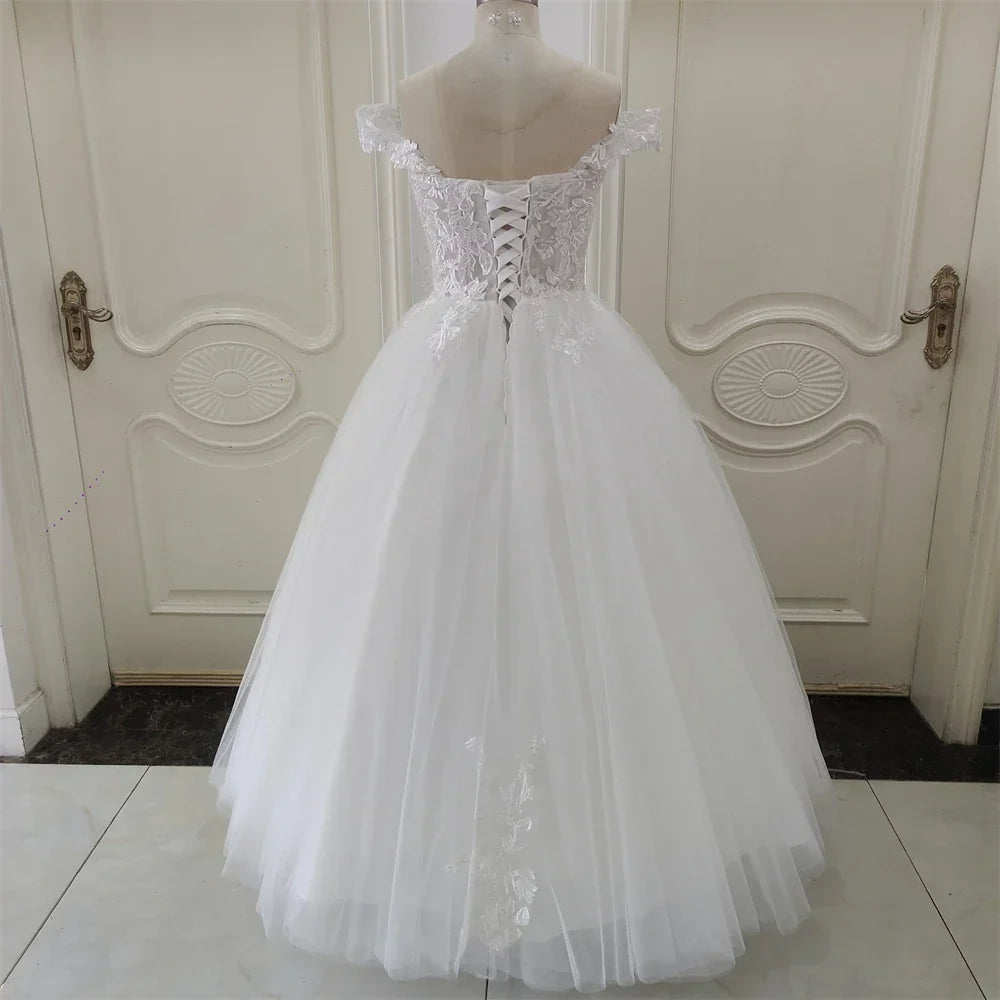 Customized ZJ9361 Exquisite Off Shoulder Wedding Dresses Sweetheart Applique Bride Gowns A-Line Custom Made