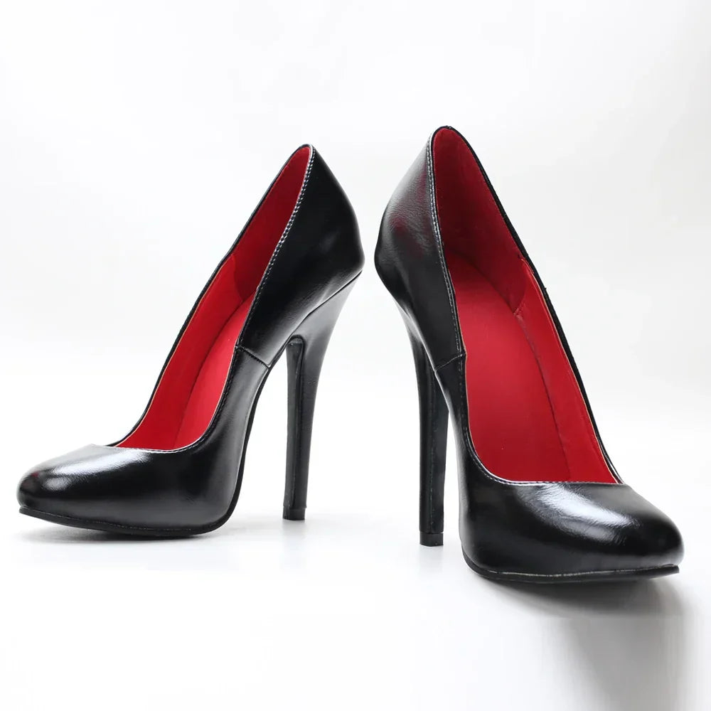 5.5Inch Stiletto Ultra High Unisex oldhollywood Vintagefashion Round Toe Pump Plus Size Shoes