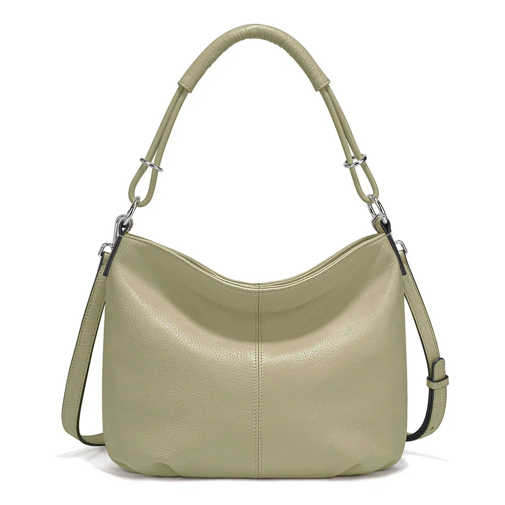 Beige New Women's Soft Cowhide Leather Shoulder Bag Crossbody Satchels Leather Hobo Bag Black Cowhide Natural Bag Brown