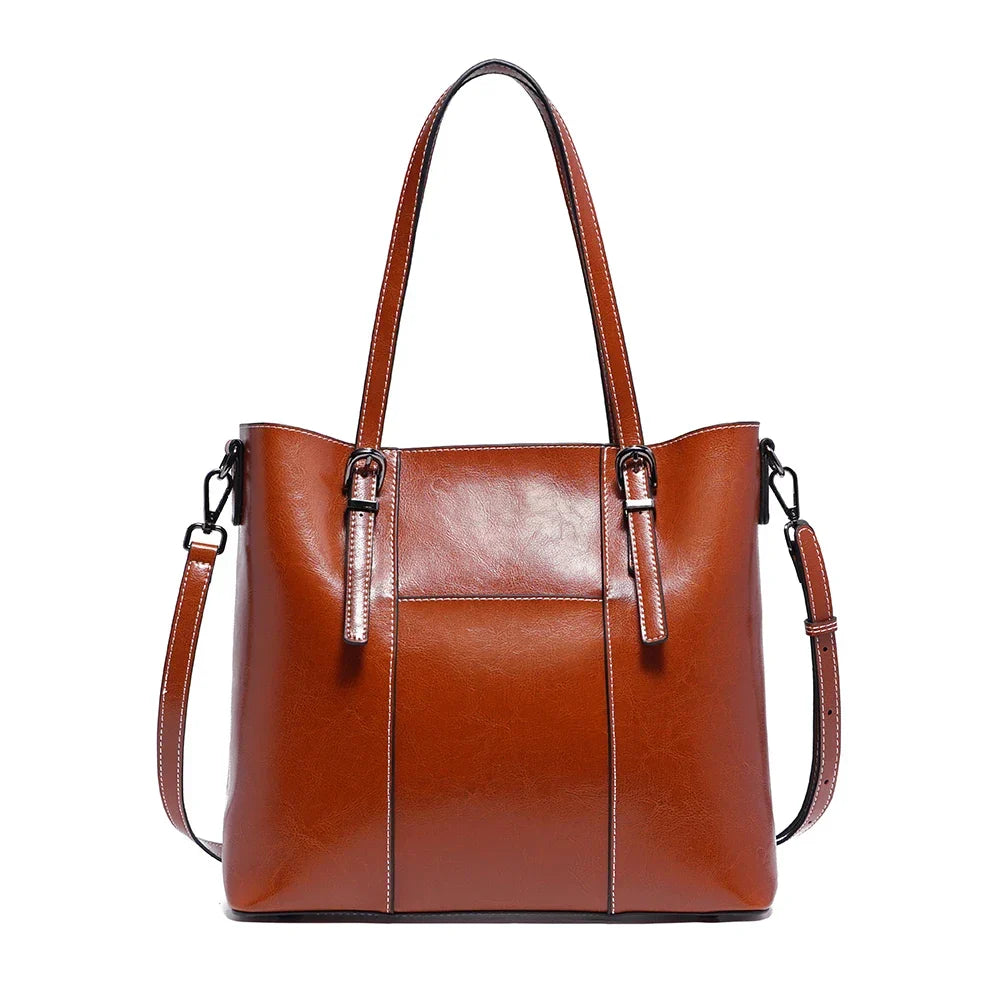 High Quality Women's Genuine Leather Tote Lady Luxury Designer Cowhide Shoulder Bag Large Capacity OL Handbag Shopper Bag