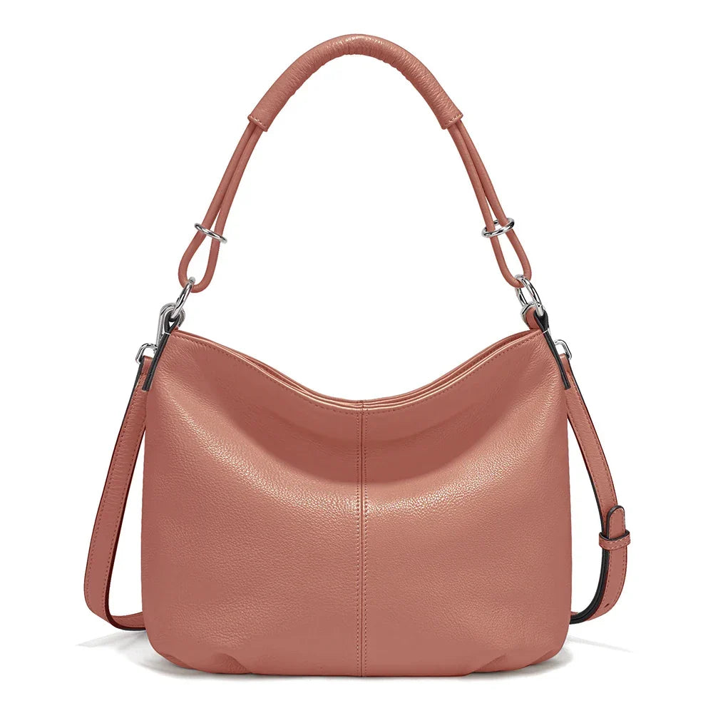Women's Soft Cowhide Leather Shoulder Bag Fashion Leather Handbag Crossbody Bag Satchels For Commute Charming Hobos